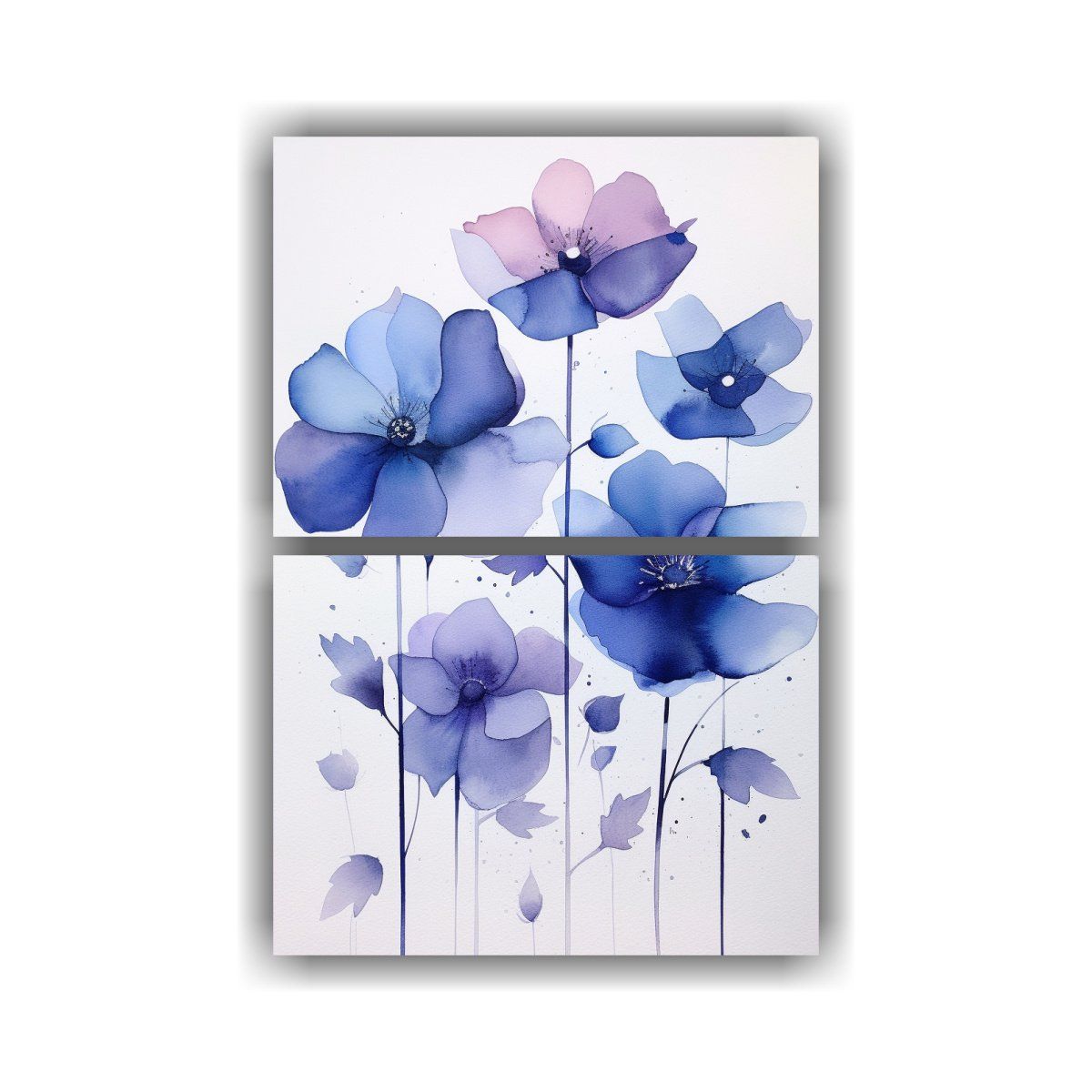 GENERICO - Pintura Acuarela Cuatro Flores Bastidor Estilo 50x80 Cm