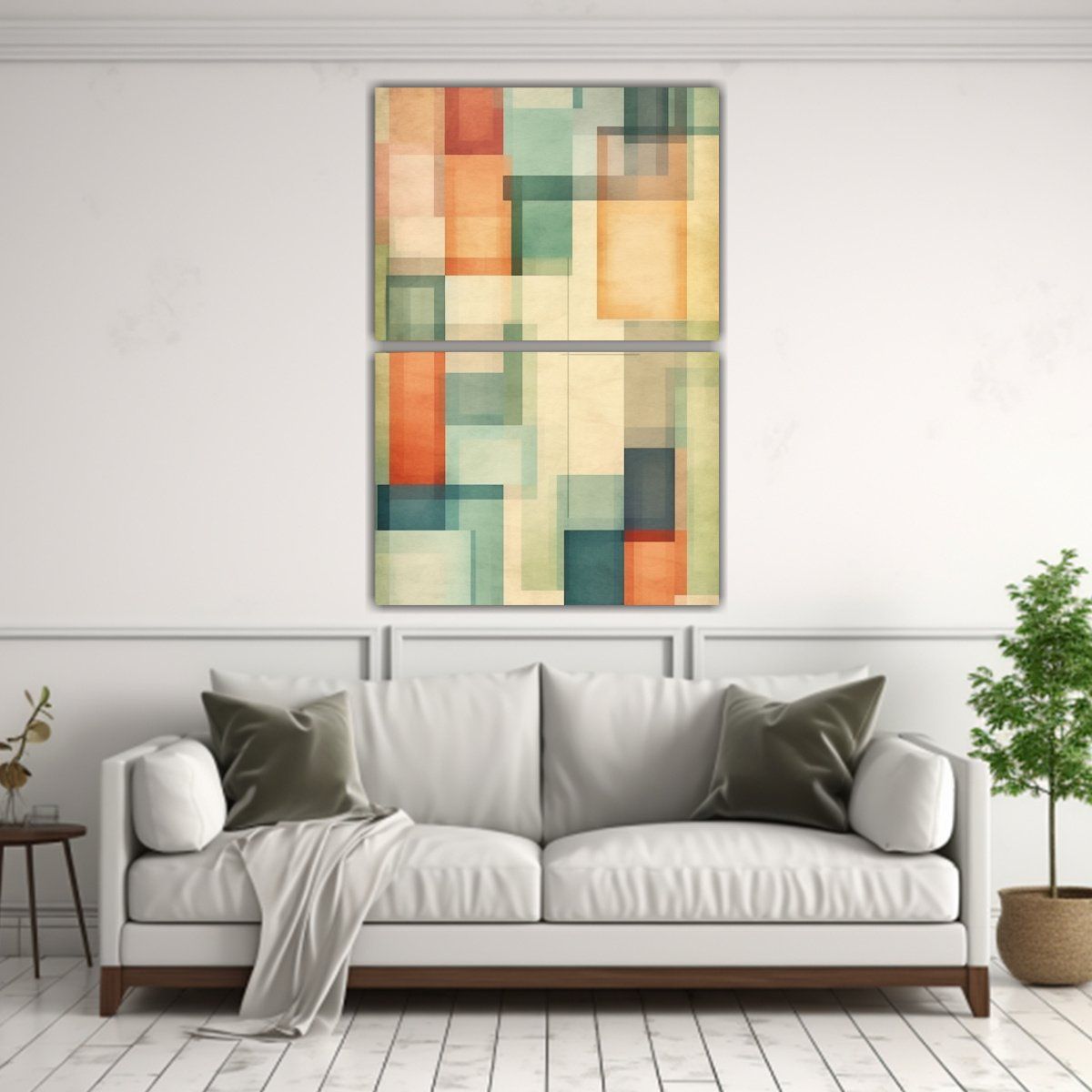 GENERICO - Pinturas De Decoración En Sala Con Dos Telas En 60x80 Cm
