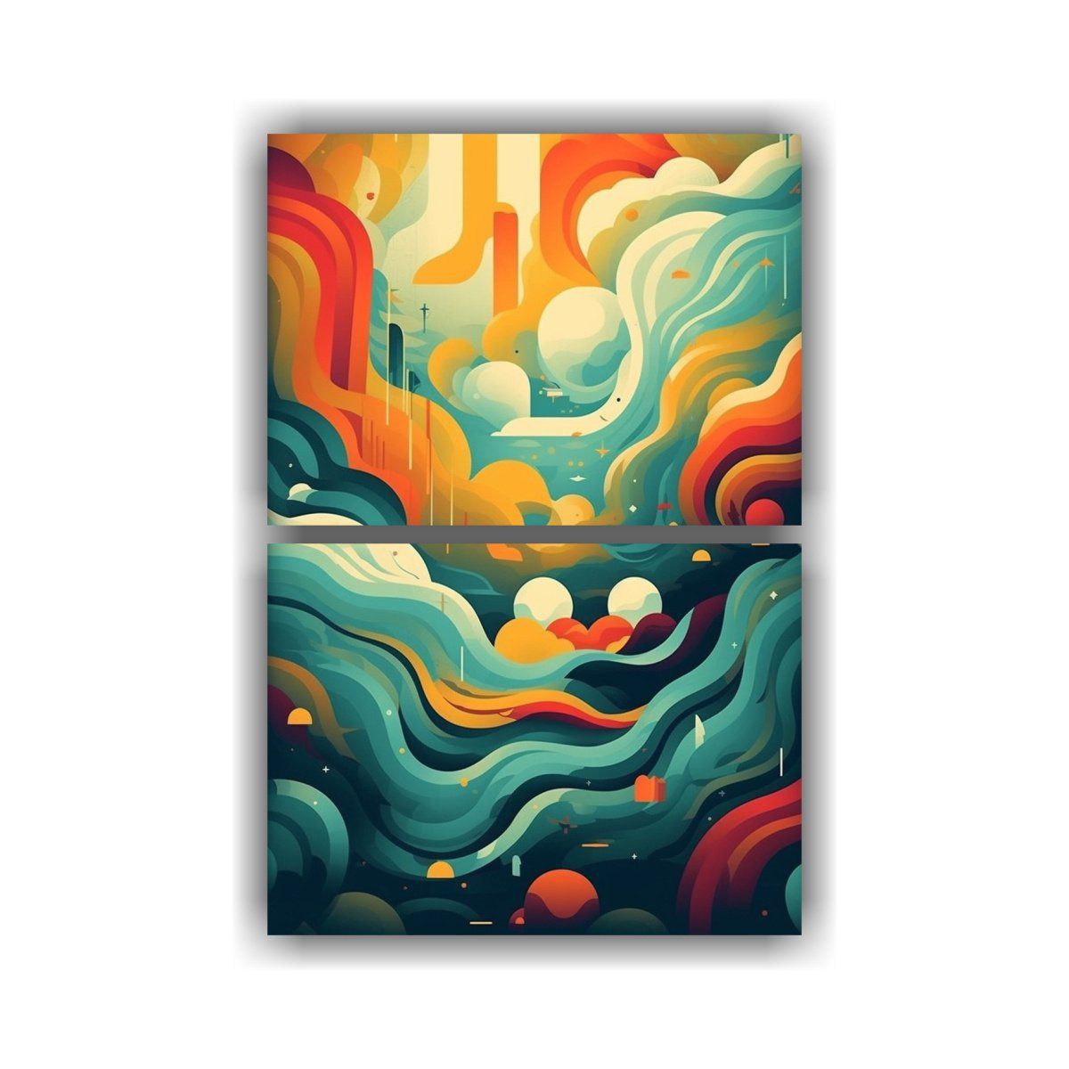 GENERICO - Conjunto 2 Telas Bastidor Imagen Abstracta Espacio 120x160 Cm