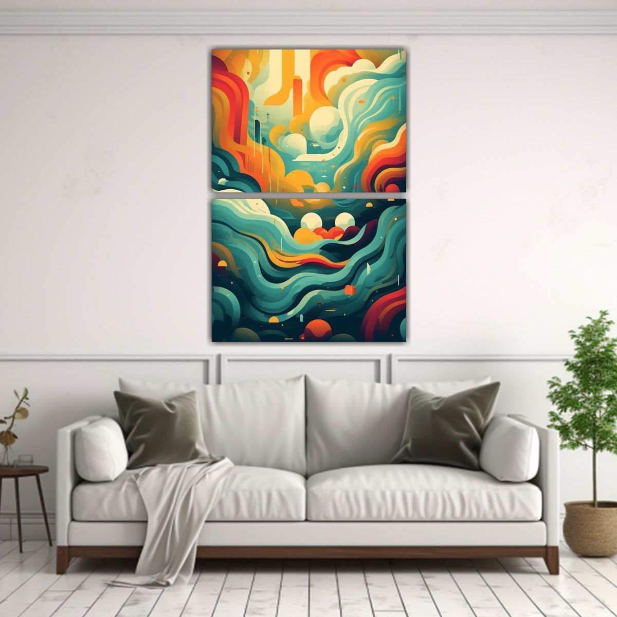 GENERICO - Conjunto 2 Telas Bastidor Imagen Abstracta Espacio 120x160 Cm