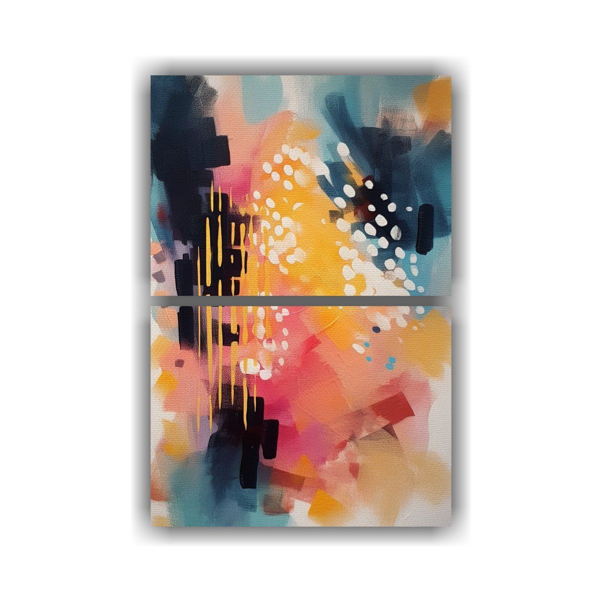 GENERICO - Dos Lienzos Finas Líneas Abstractas Inspiración 65x100 Cm