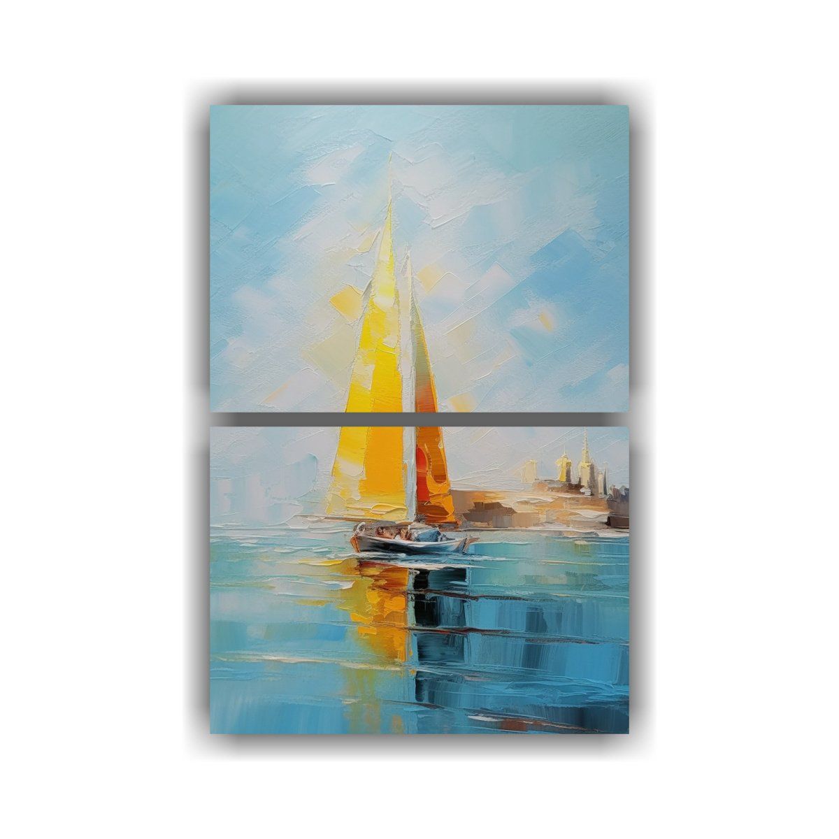 GENERICO - Dos Artes Cuadro Colores Gama Barco Amarillo En 60x80 Cm