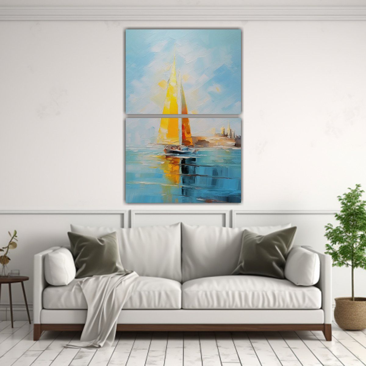 GENERICO - Dos Artes Cuadro Colores Gama Barco Amarillo En 60x80 Cm