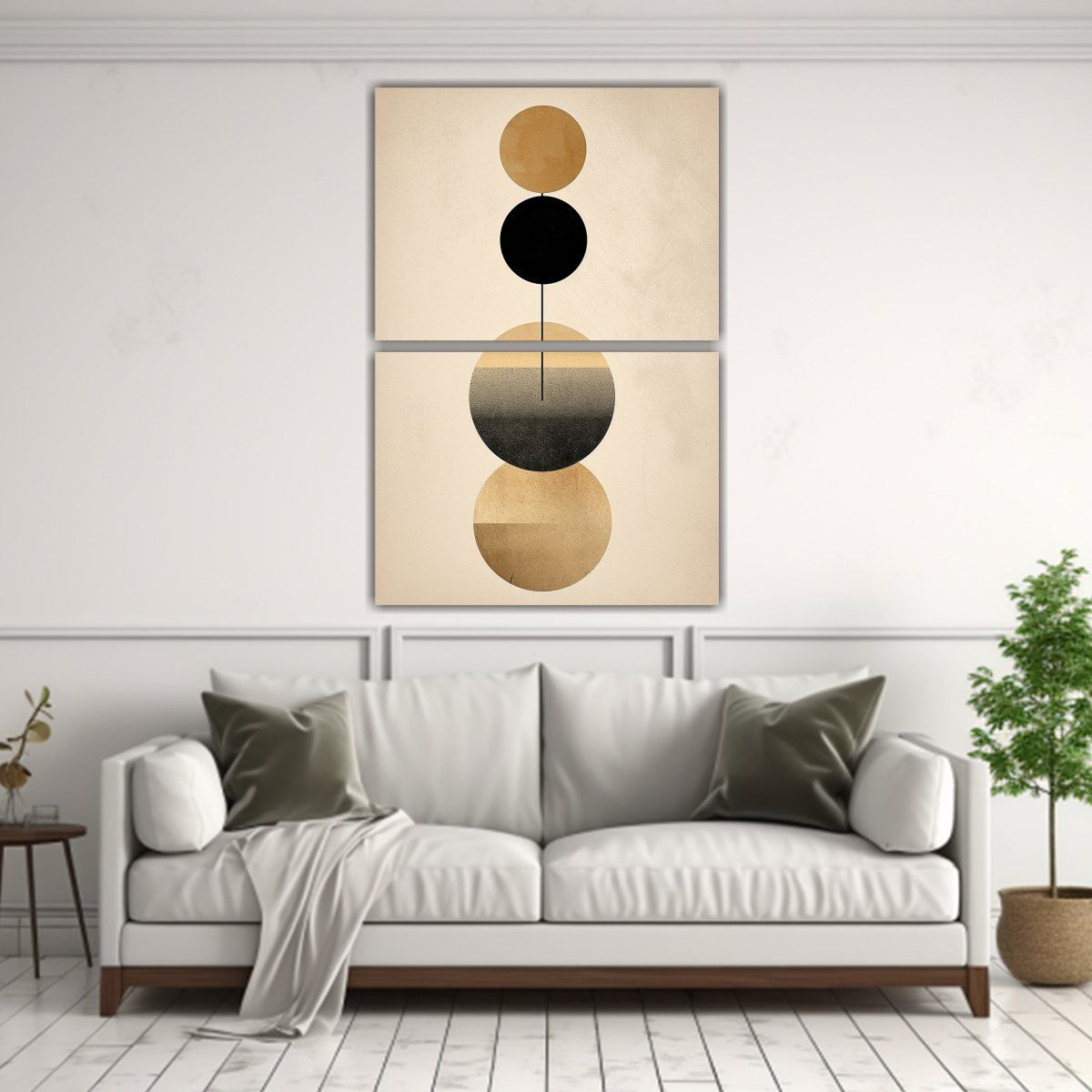 GENERICO - Telas En Bastidor Dorado Clásico Con Círculos 75x100 Cm