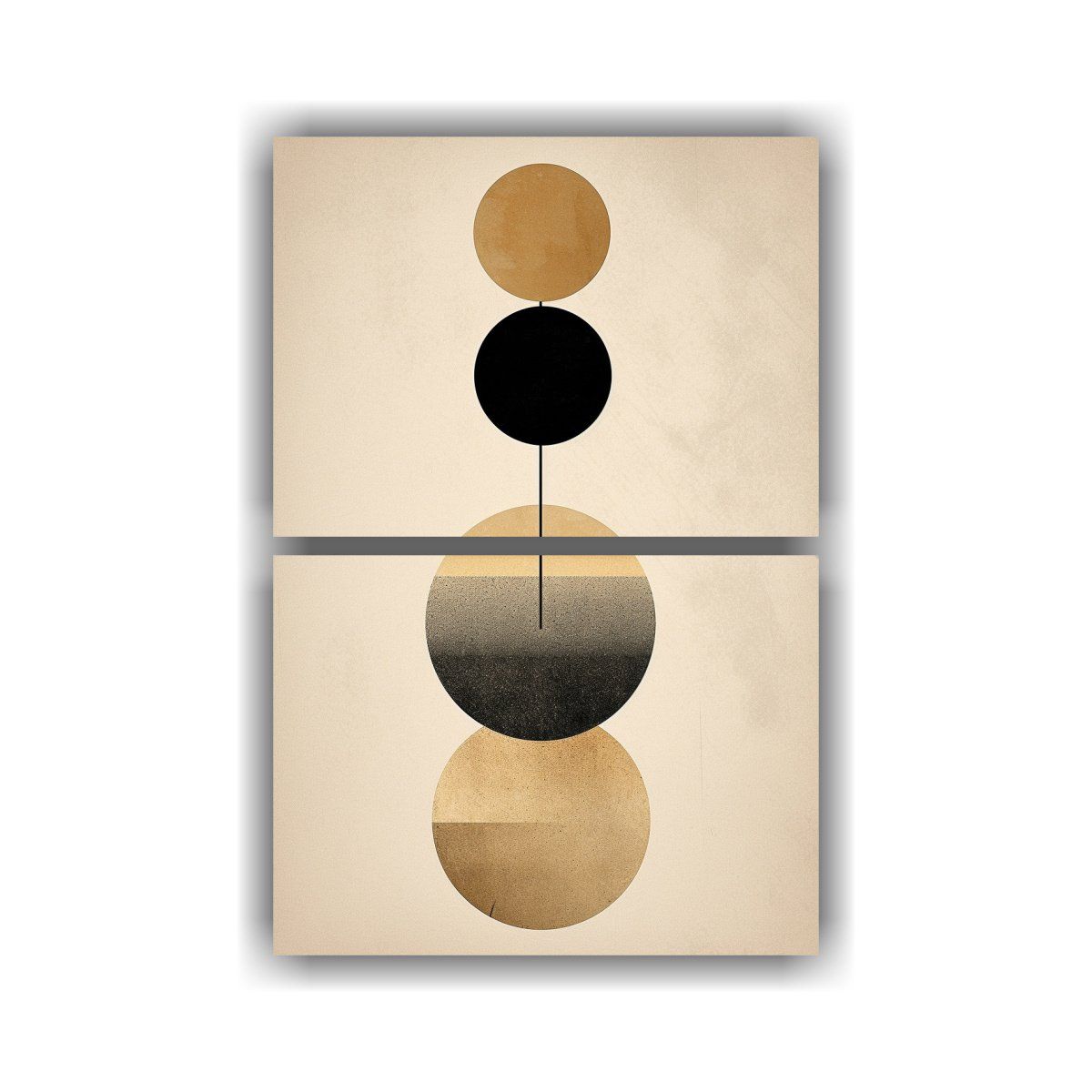 GENERICO - Telas En Bastidor Dorado Clásico Con Círculos 65x100 Cm