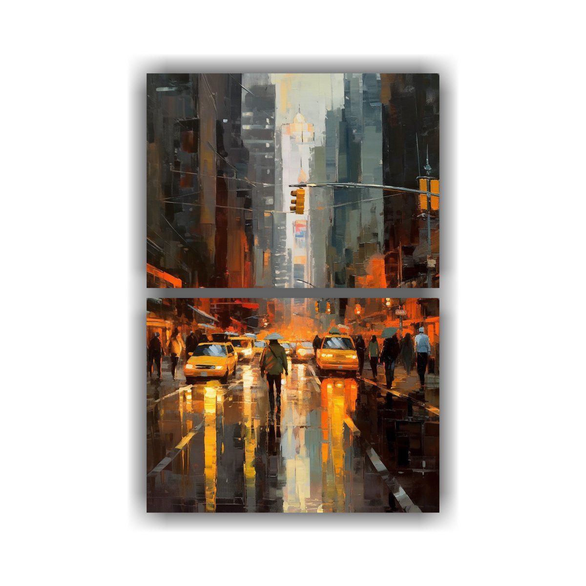 GENERICO - Pintura Original De Calle Citadina En Agua En 50x80 Cm