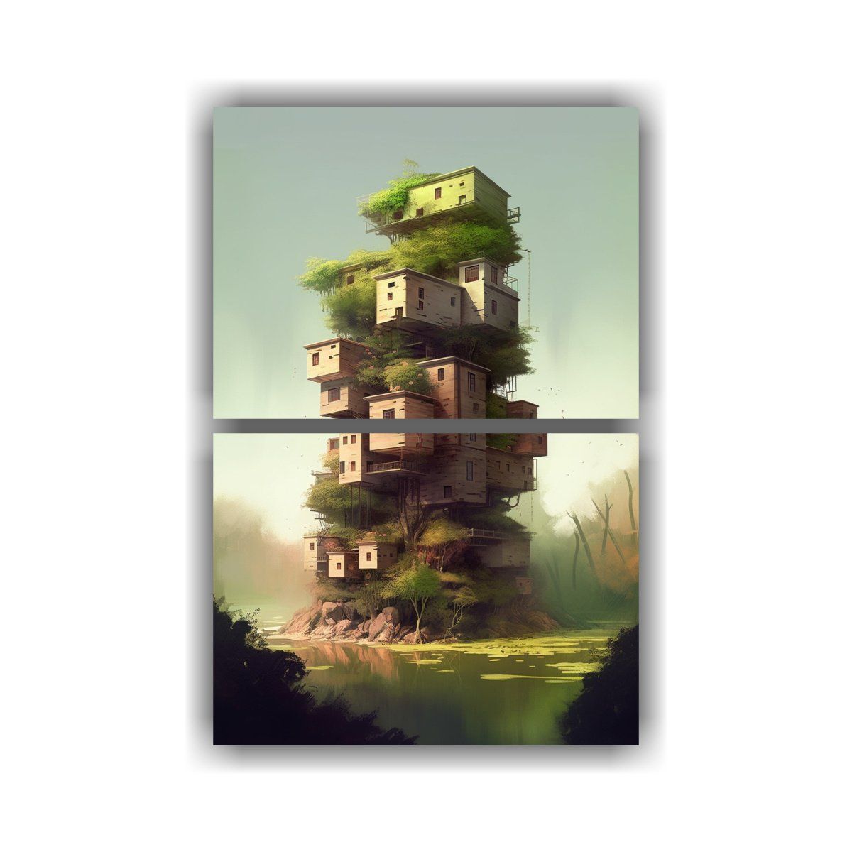 GENERICO - Pinturas Surrealistas Apiladas De Arquitectura 120x160 Cm