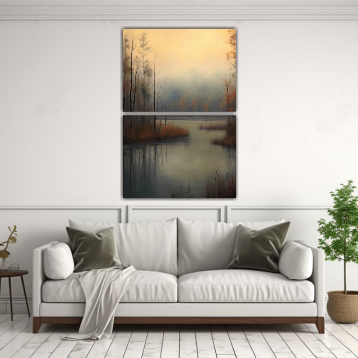 GENERICO - Dos Cuadros Arte Tonalismo Paisaje Pintura AiArt 50x80 Cm