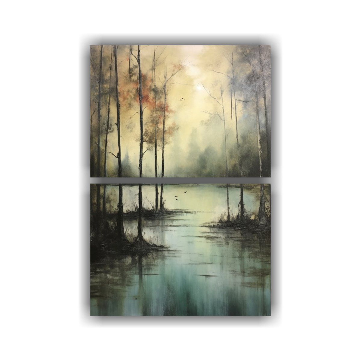 GENERICO - Cuadro Encaustic Hermoso Lago Artes Actual Set De 75x100 Cm