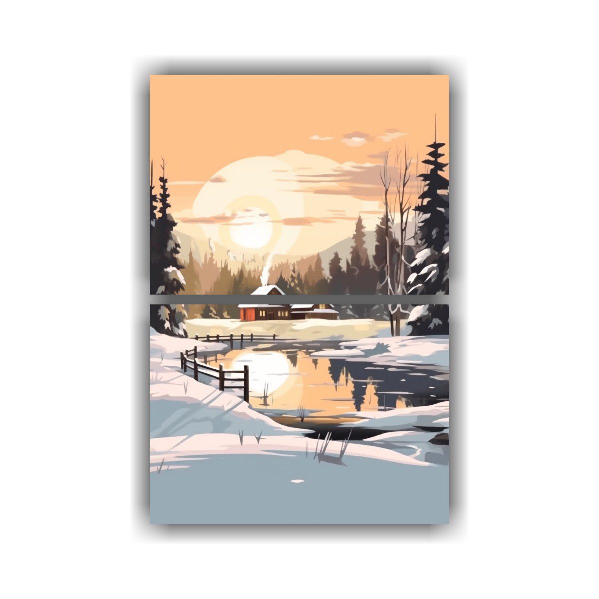 GENERICO - Paisaje Invernal En Lienzo Estilo Aysh 65x100 Cm