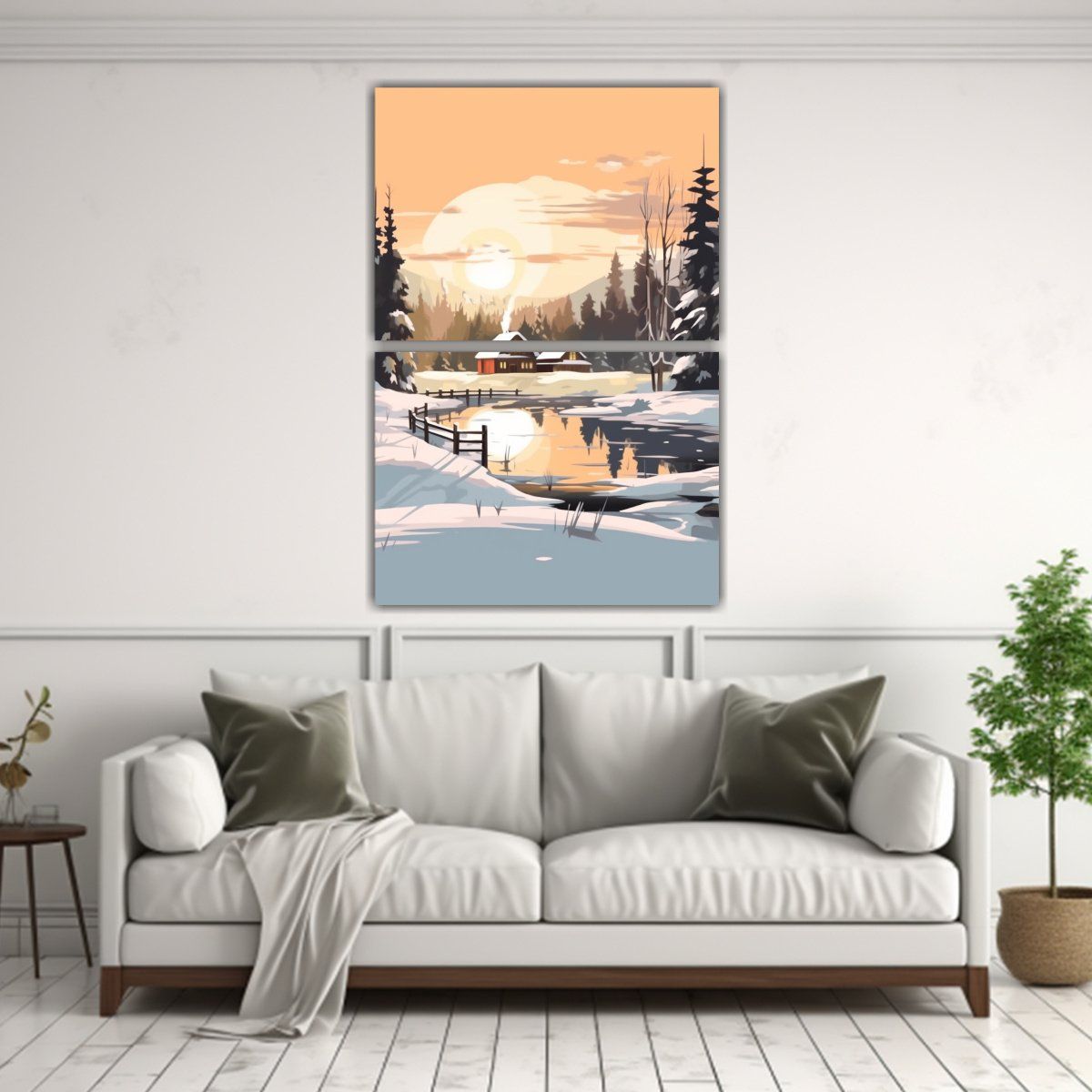 GENERICO - Paisaje Invernal En Lienzo Estilo Aysh 65x100 Cm