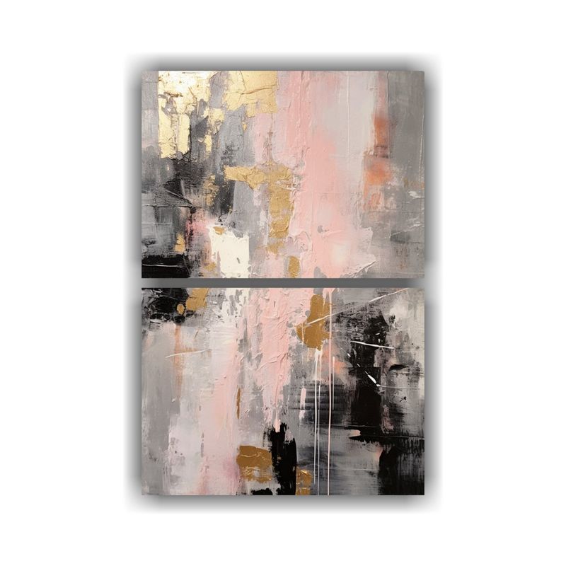 GENERICO - Conjunto 2 Lienzos Tela Esquema Pintura Abstracta 60x80 Cm