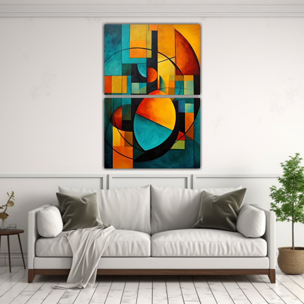 GENERICO - Cuadro Abstracto Complementario Para Comedor En 50x80 Cm