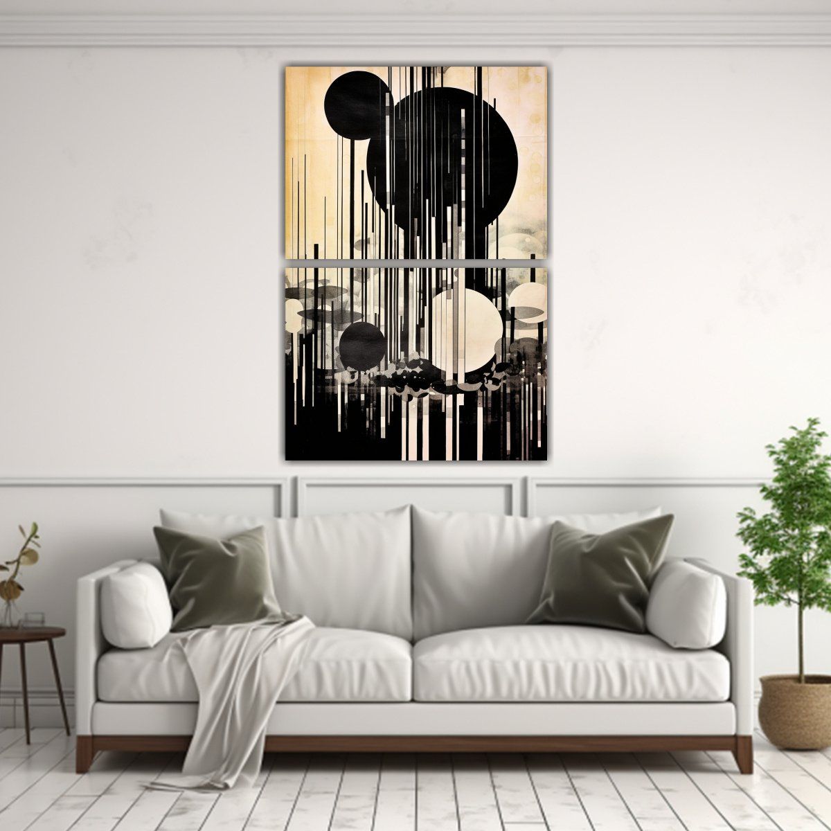 GENERICO - Pintura Acuarela Círculo Con Líneas Decorativas 75x100 Cm
