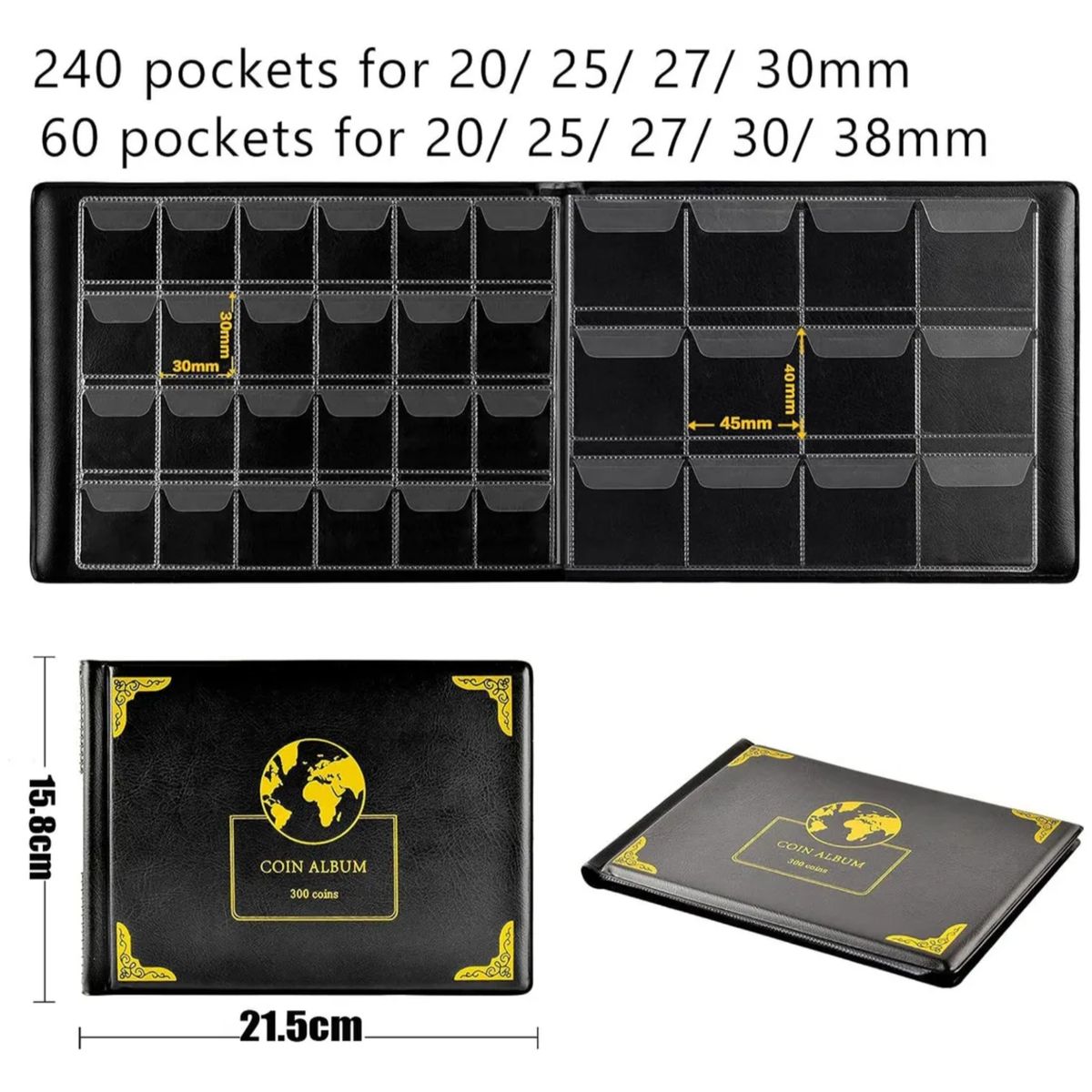 ATURE - Libro Del Coleccionista De Monedas 300 Bolsillos