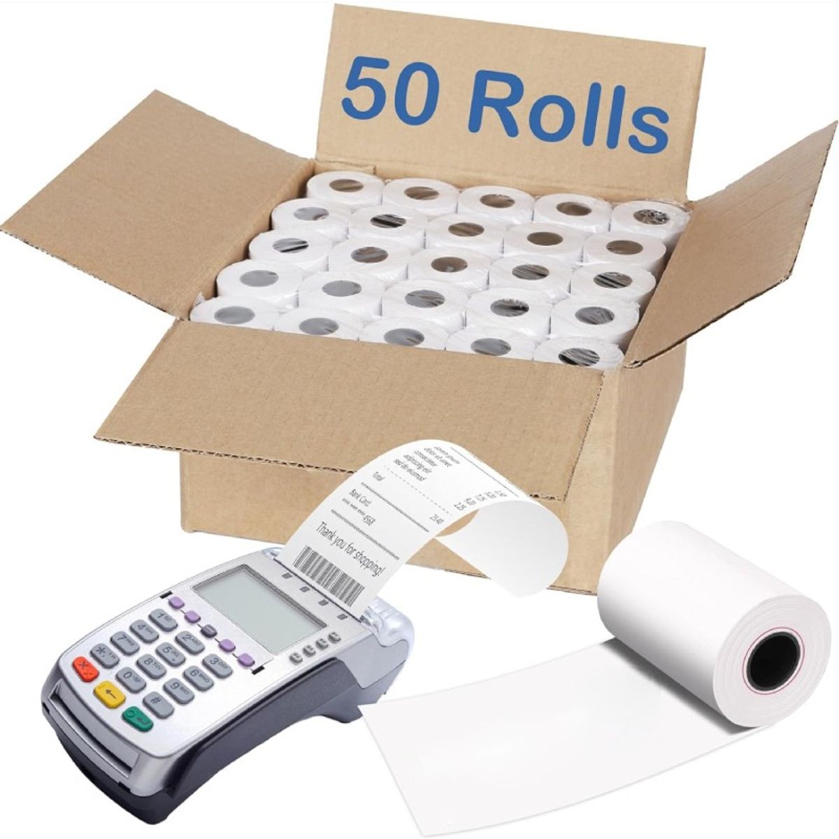 SUPERCENTER - 50 Rollos Papel Térmico Impresora 58mm Mini Pos