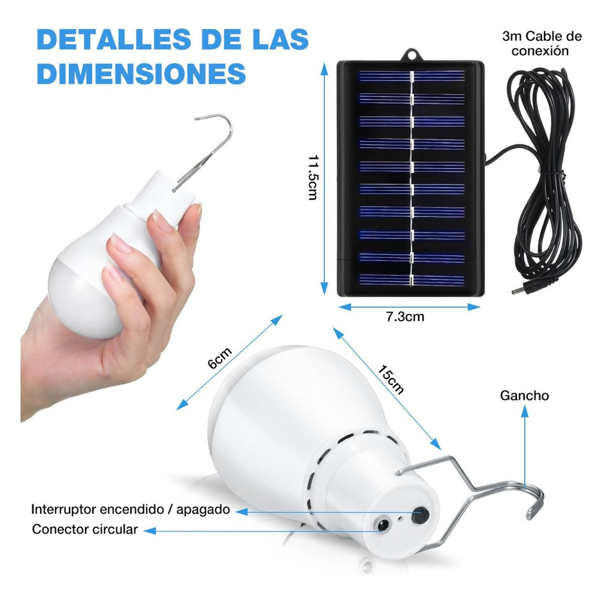 SUPERCENTER - Lampara Ampolleta Led Emergencia Luz Led+panel Solar Camping