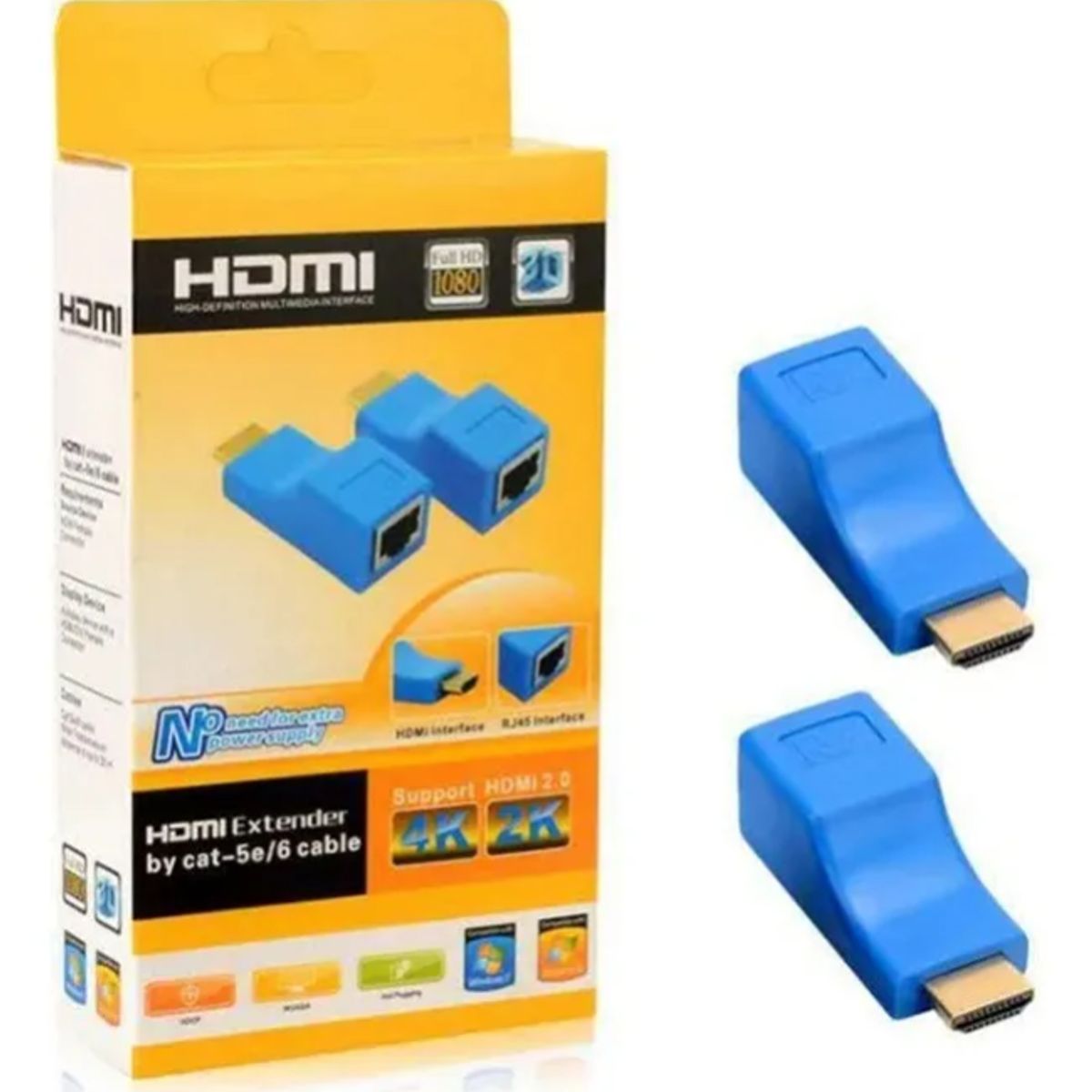 GENERICO - Adaptador Extensor Hdmi Cat 5e/6 Cable Rj45 30 Metros 4k-2k