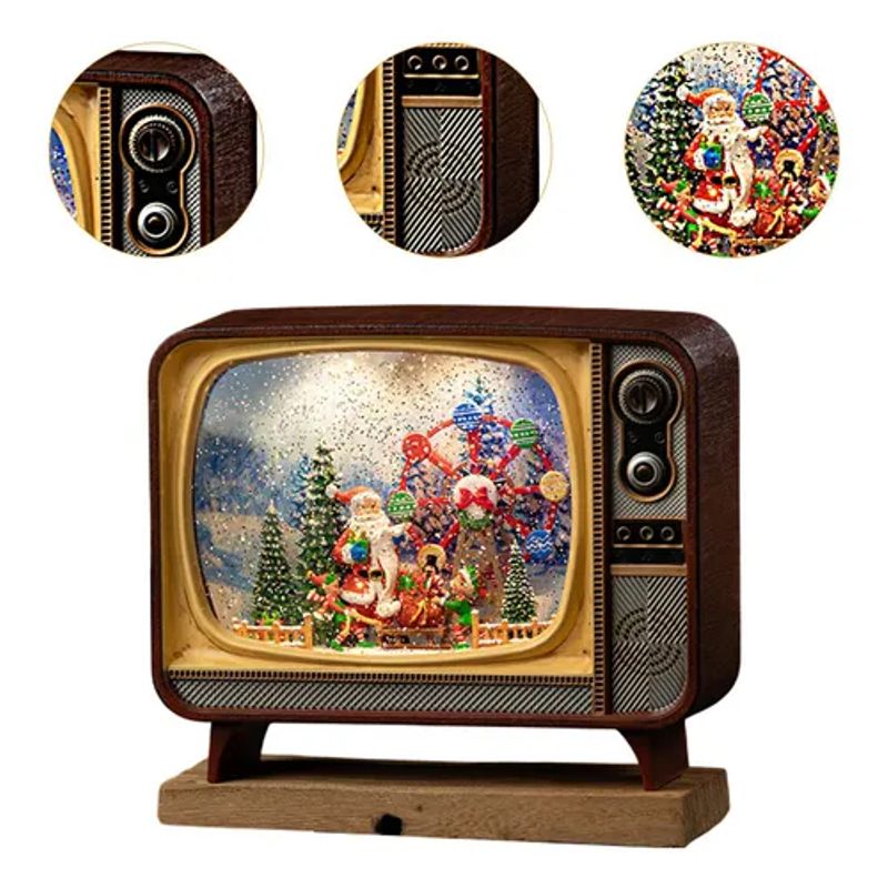 MOVI - CAJA MUSICAL NAVIDEÑA CON LUZ EN FORMA DE TV RETRO