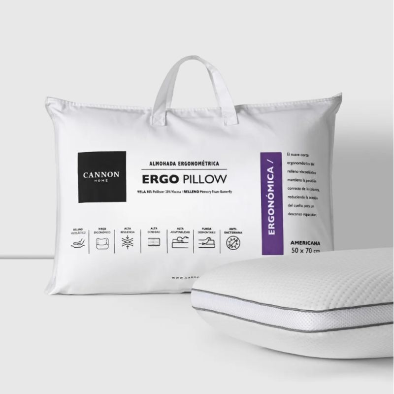 CANNON - Almohada Viscoelástica Ergo 50x70 Cm Americana Blanco