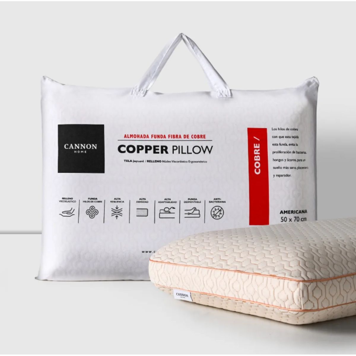 CANNON - Almohada Viscoelástica Cooper Pillow Americana KING  ( 43x83x13)