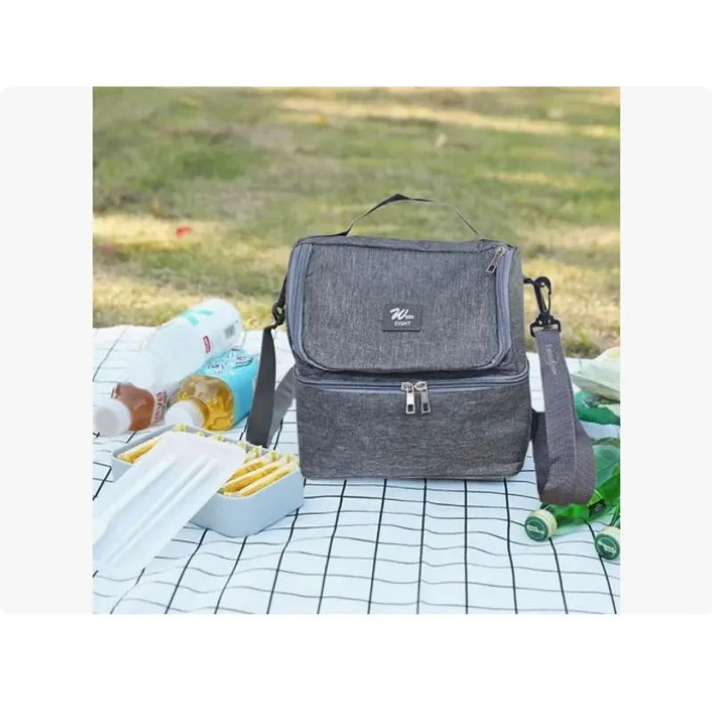 ESHOPANGIE - Lonchera Termica De 2 Pisos Impermeable Con Correa