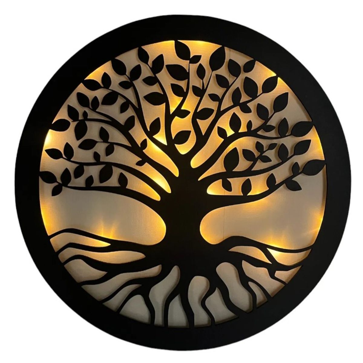 GENERICO - CUADRO ARBOL DE LA VIDA ARTESANAL LUMINOSO 50x50 cm