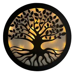 GENERICO - CUADRO ARBOL DE LA VIDA ARTESANAL LUMINOSO 50x50 cm