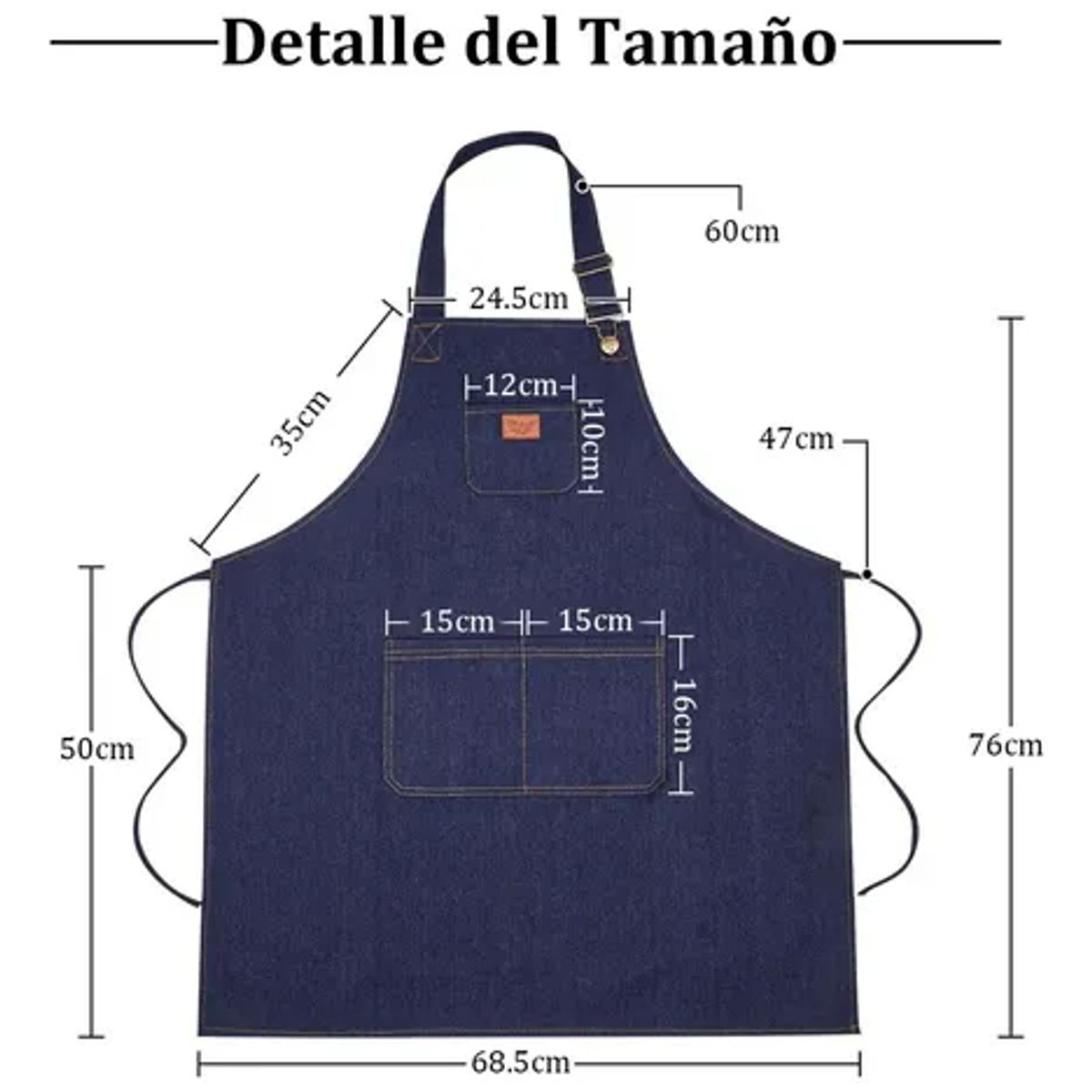 TIOZONEY - Pechera Delantal Barbería O Peluquería Jeans