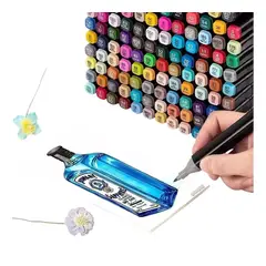 GENERICO - 120 Pcs Plumones Doble Punta Rotuladores Doble Pintar