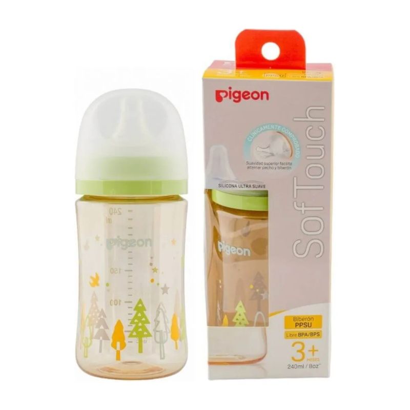 PIGEON - Mamadera Pigeon Boca Ancha 240ml Forest Softouch PPSU