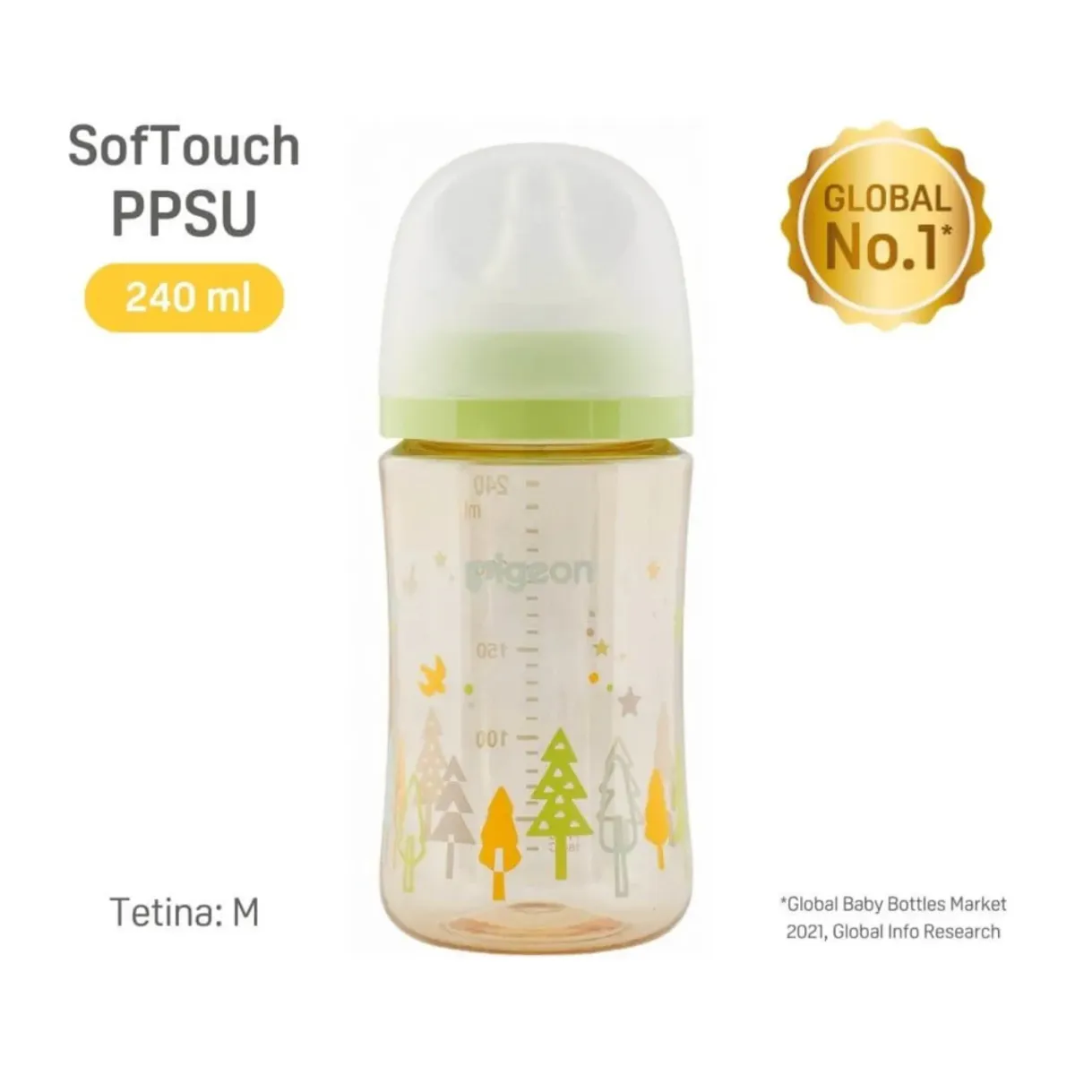 PIGEON - Mamadera Pigeon Boca Ancha 240ml Forest Softouch PPSU