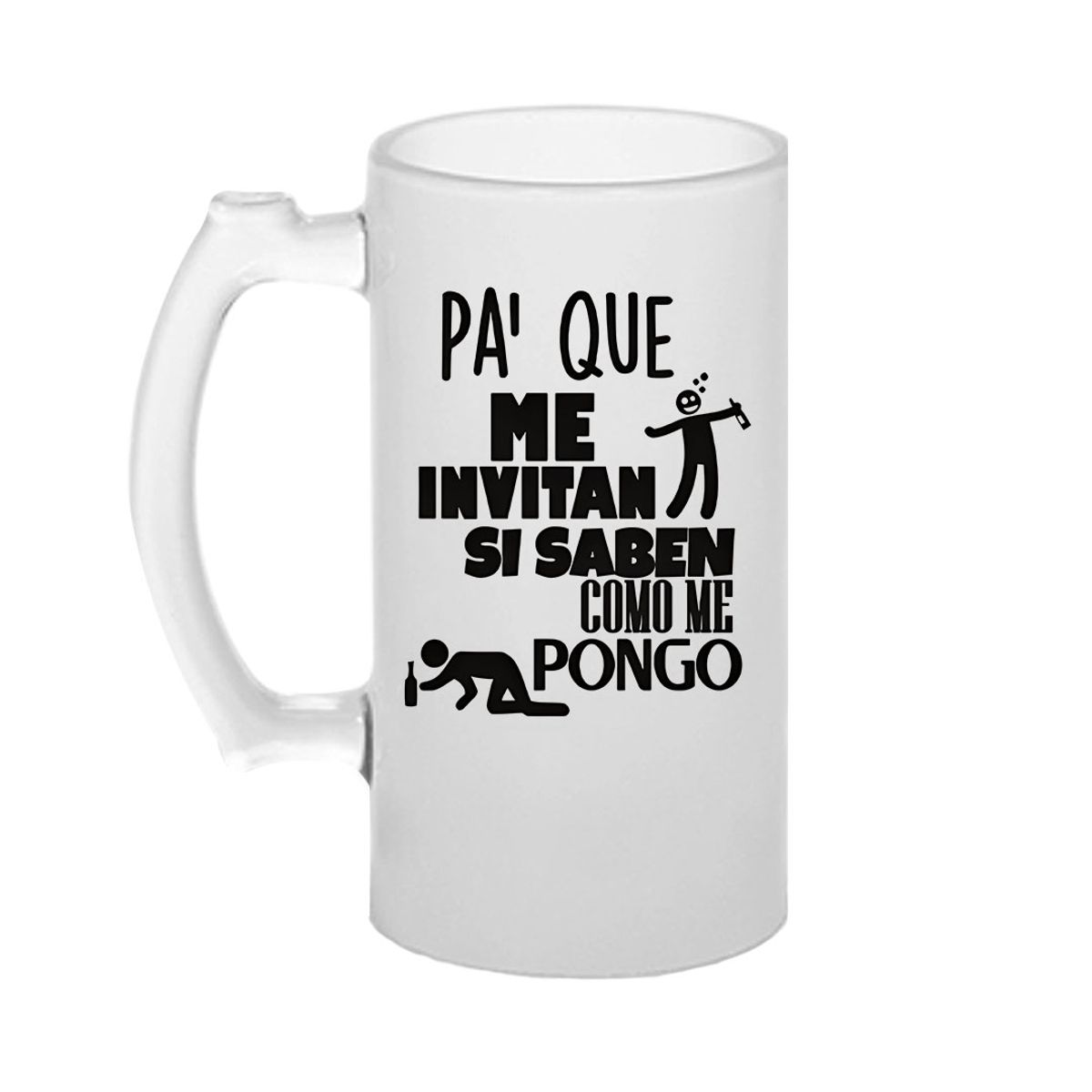 SM - Shopero Cervecero de Vidrio Empavonado 475 mL – Diseño “Pa que me invitan”