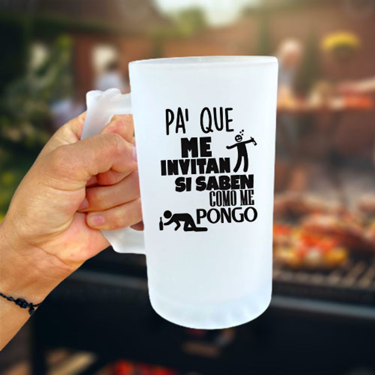 SM - Shopero Cervecero de Vidrio Empavonado 475 mL – Diseño “Pa que me invitan”