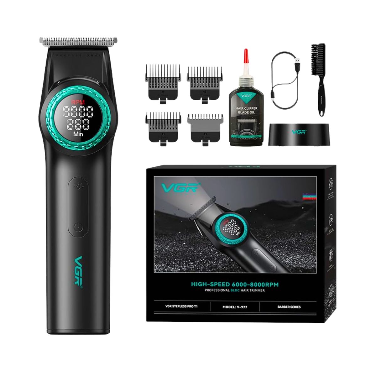 VGR - VGR Trimmer Profesional V977 Recargable 8000RPM Negro