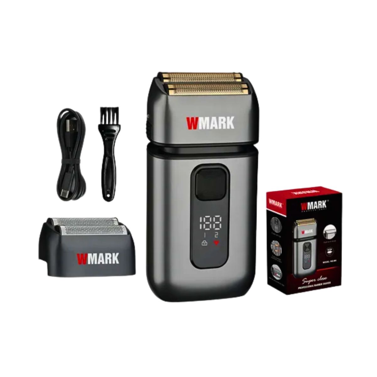 WMARK - Afeitadora Wmark NG-986 Eléctrica 2en1 Trimmer Platiado