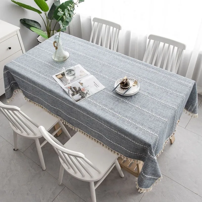 GENERICO - Manteles Rectangular De Borla De Algodón Colores 140x220cm Color GRIS