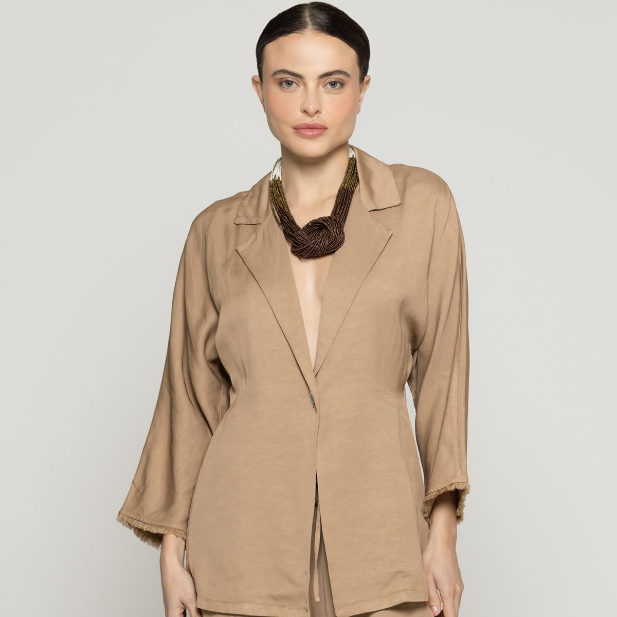 LINEATRE - Chaqueta Mujer Celina Blazer Café Taupe Lineatre