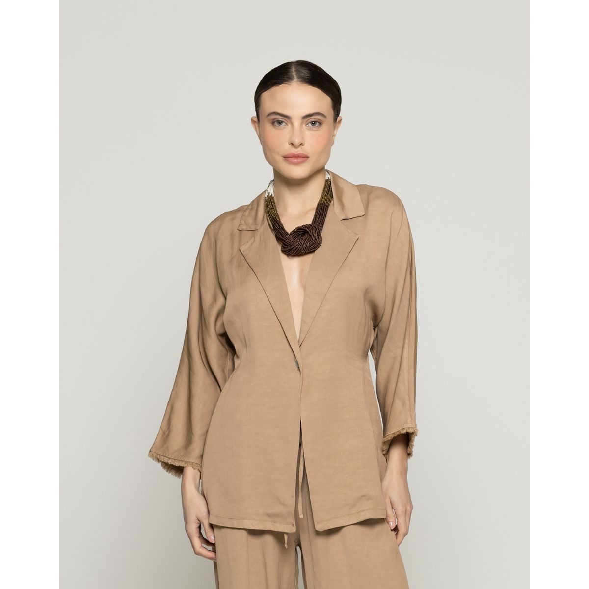 LINEATRE - Chaqueta Mujer Celina Blazer Café Taupe Lineatre