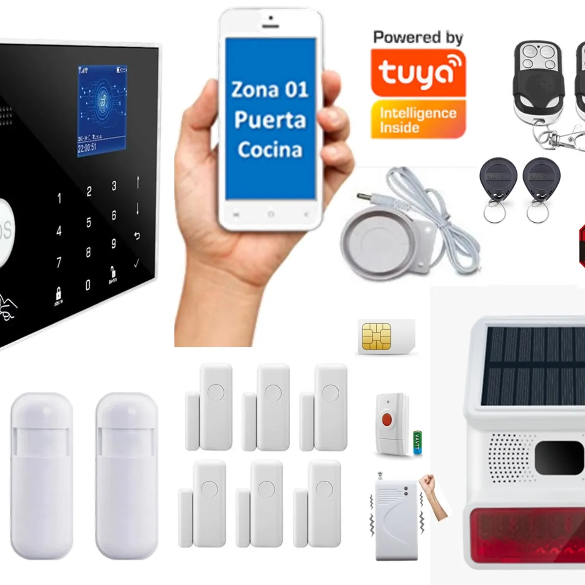 CASA TUYA - Alarma GSM 4gWIFI Google HomeAlexa Sirena Solar 100db
