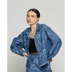 LINEATRE - Chaqueta Mujer Candelaria Denim Con Flores
