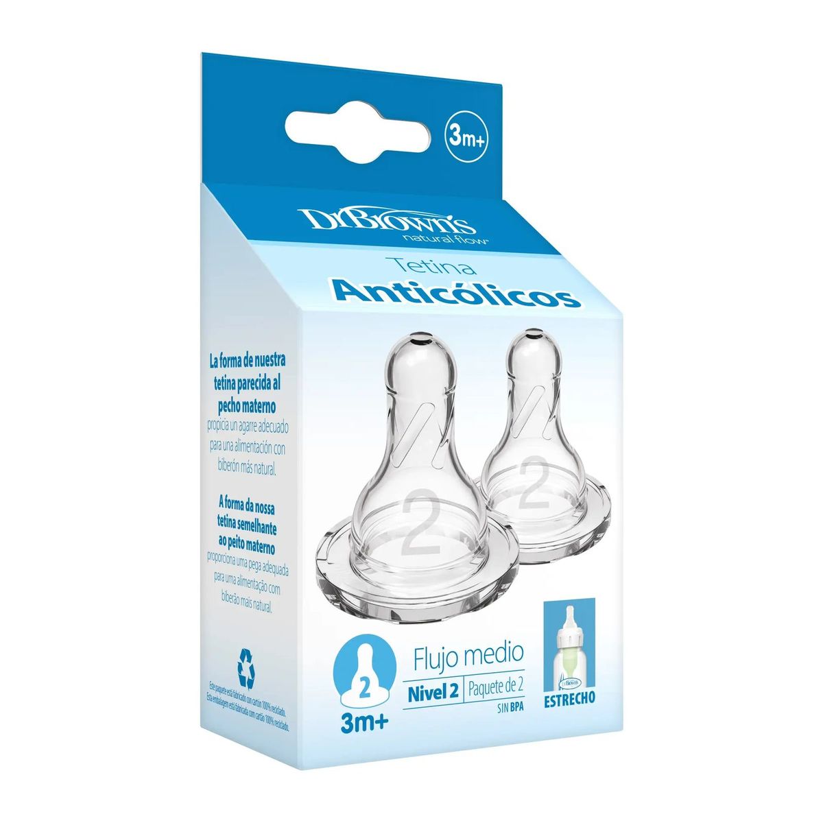DR BROWNS - Tetina de repuesto 3m+ etapa 2 estándar Dr browns