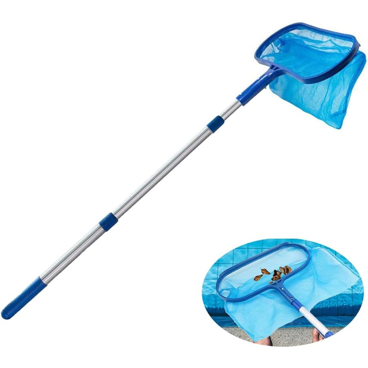 GENERICO - Sacahojas piscina con red profunda con mango
