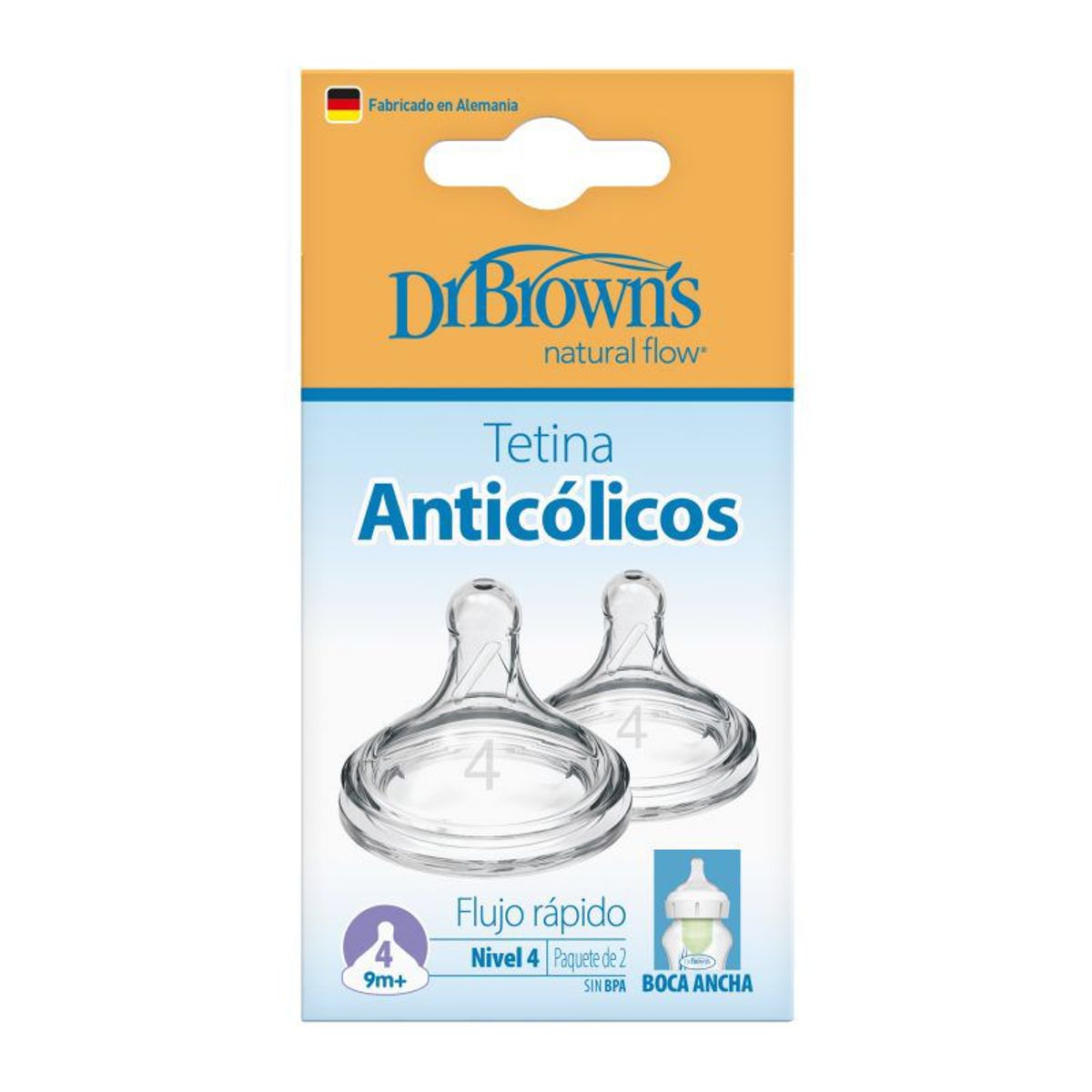 DR BROWNS - Tetina de repuesto 9m+ etapa 4 Boca ancha Dr browns