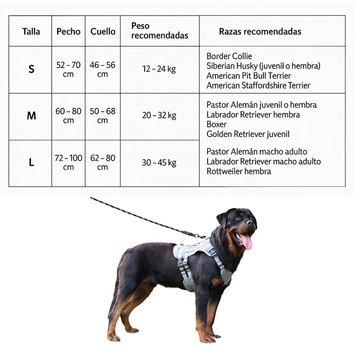 GENERICO - Arnés Táctico Perro Talla M Ajustable Reforzado con Manilla - Negro - M