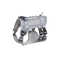 GENERICO - Arnés Táctico Perro Talla M Ajustable Reforzado con Manilla - Gris - M
