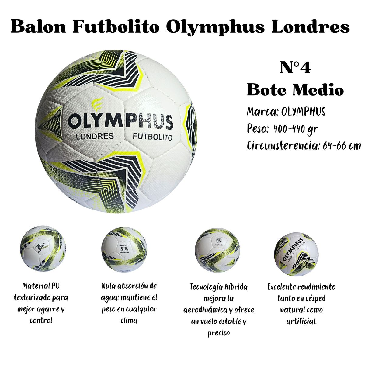 OLYMPHUS - Balon Futbolito Futbol 7 Olymphus Londres N°4 Bote Medio
