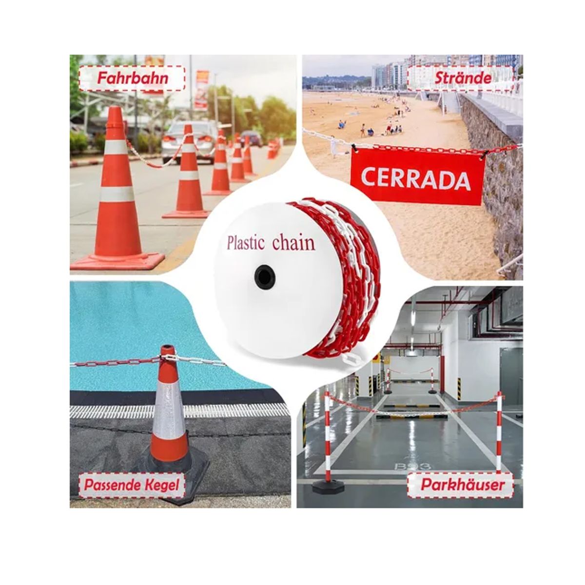 GENERICO - Cadena De Señalización Delimitadora Plástico 6mm25mts