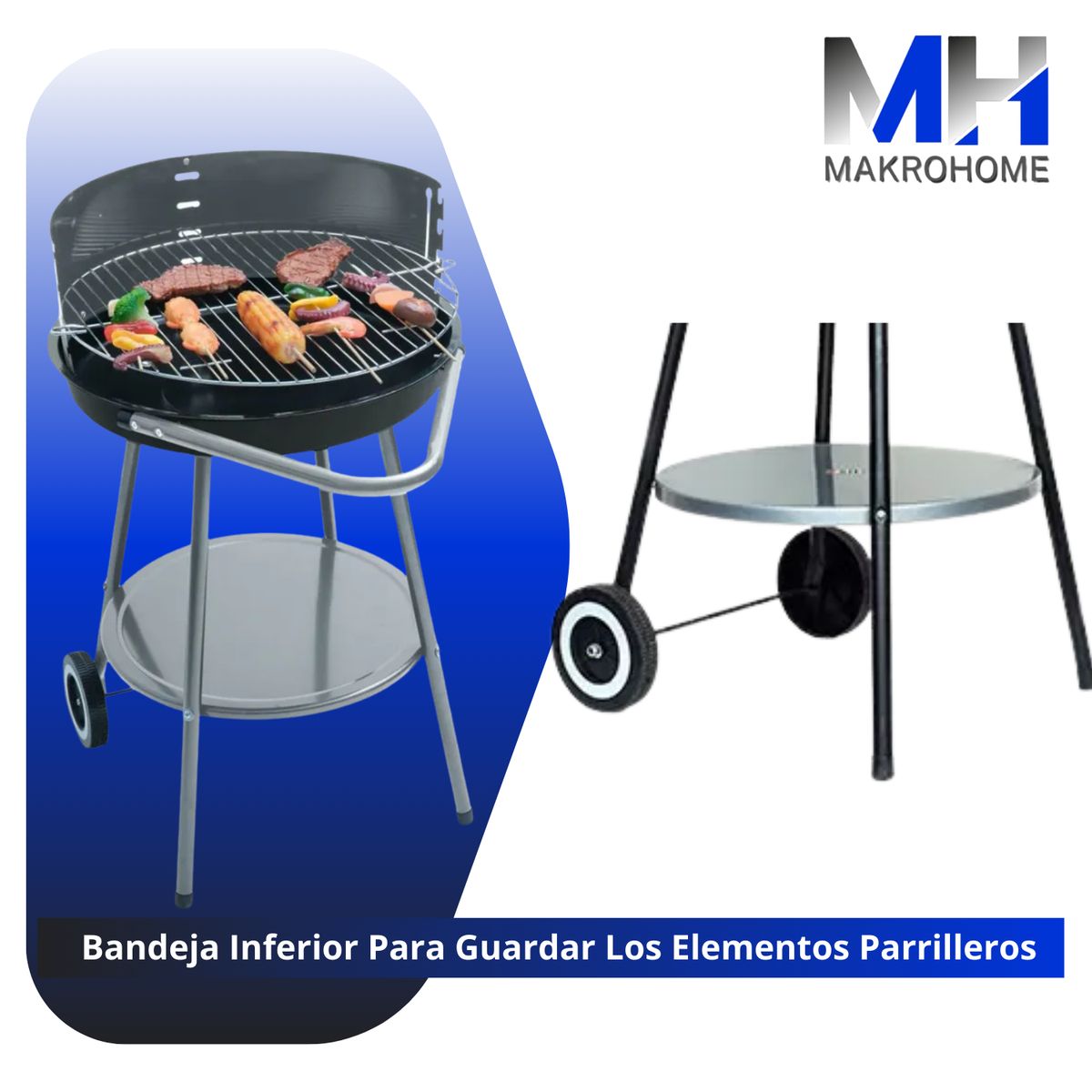 GENERICO - Parrilla Circular A Carbon 4 Niveles Con Ruedas Beef Maker