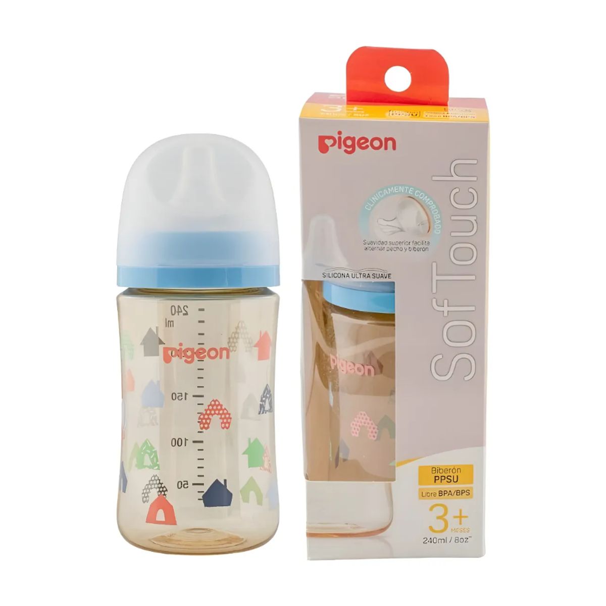 PIGEON - Mamadera Pigeon Boca Ancha 240ml House Softouch PPSU